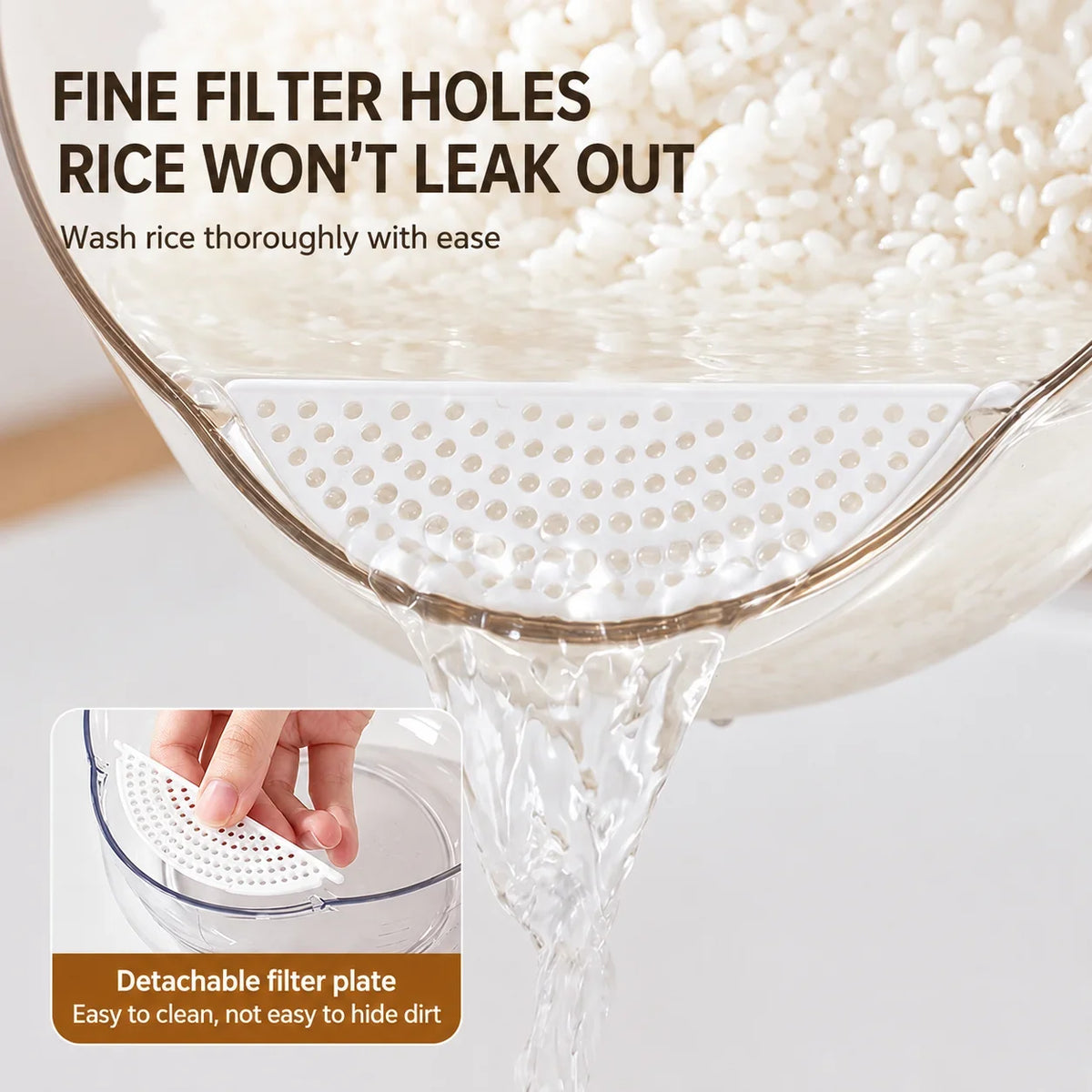 ANYA 2026 Custom Logo 2-in-1 Rice Washer Strainer Bowl Large Plastic