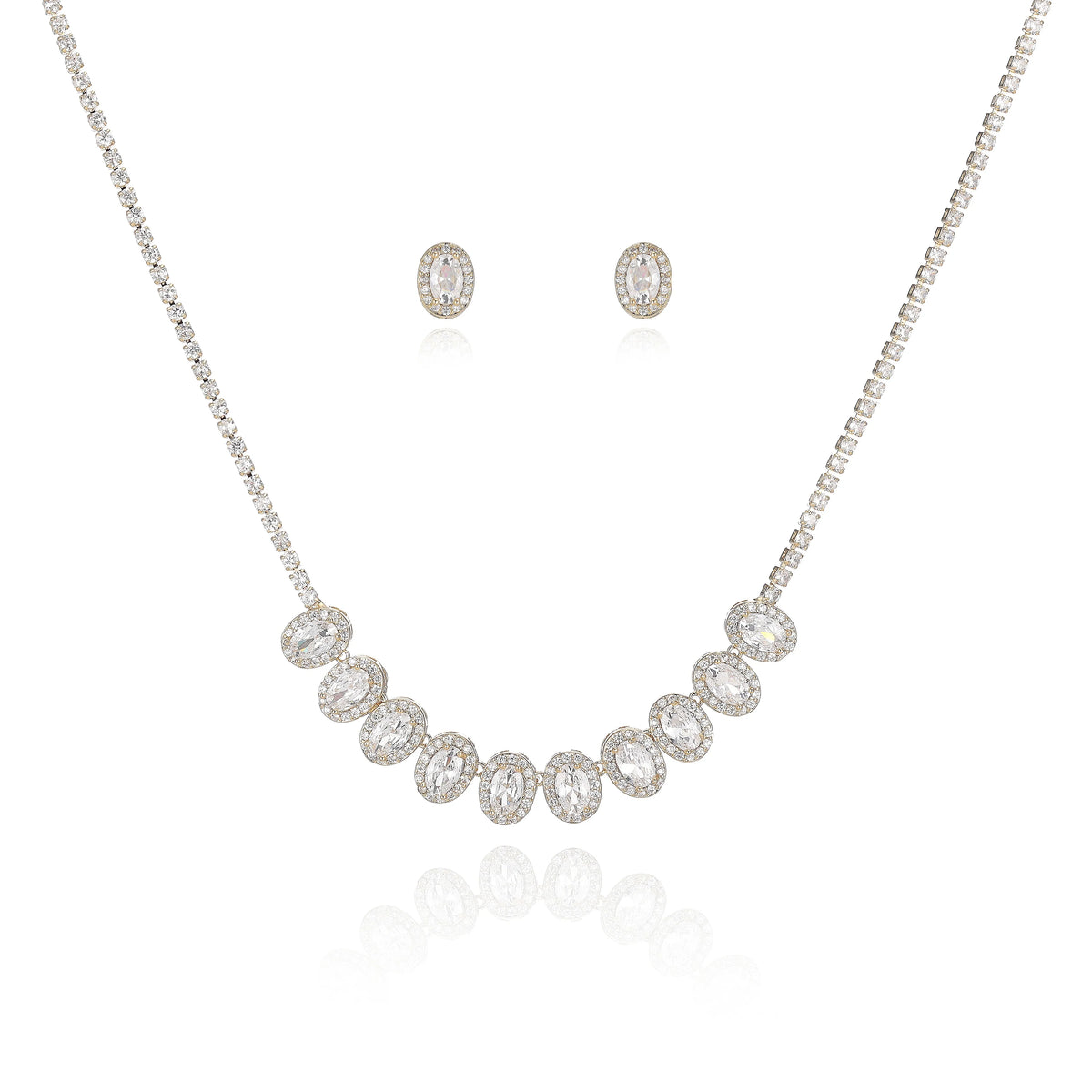 Vintage Zircon Gold Plated Necklace & Earring Set