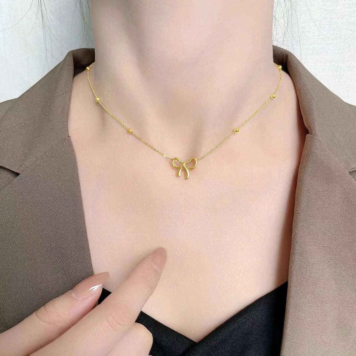 18k Gold Plated Bow Necklace - Tarnish Free & Elegant
