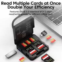 5-in-1 USB 3.0 & Type-C Card Reader Box – Multi-Port SD/TF Card Storage Manager