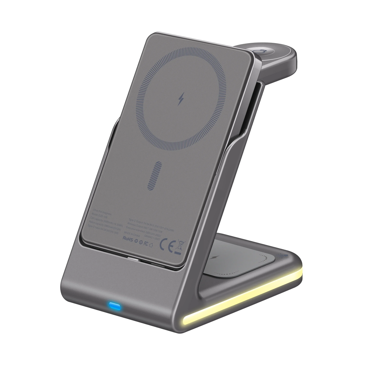 3 in 1 Magnetic Wireless Power Bank with Stand Detachable Portable Charger