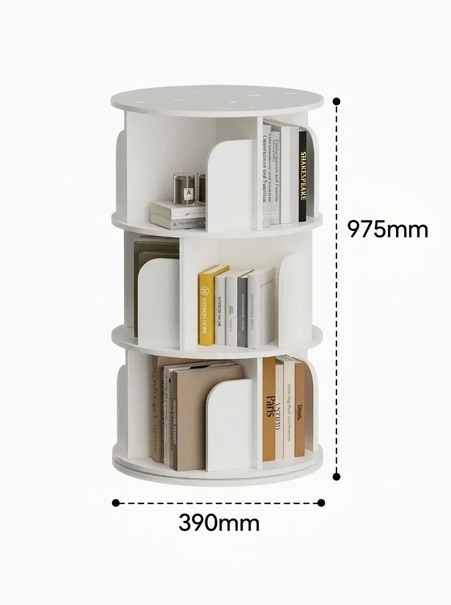 360-degree Rotating Corner Bookshelf With 8 Shelves Modern Freestanding Design