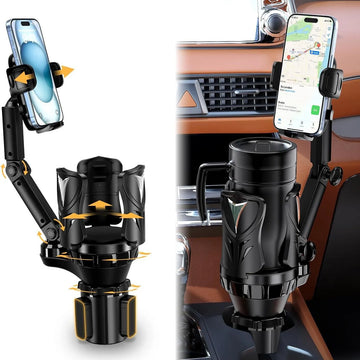 Car Cup Holder Phone Mount Extender - 2-in-1 Universal Phone Holder