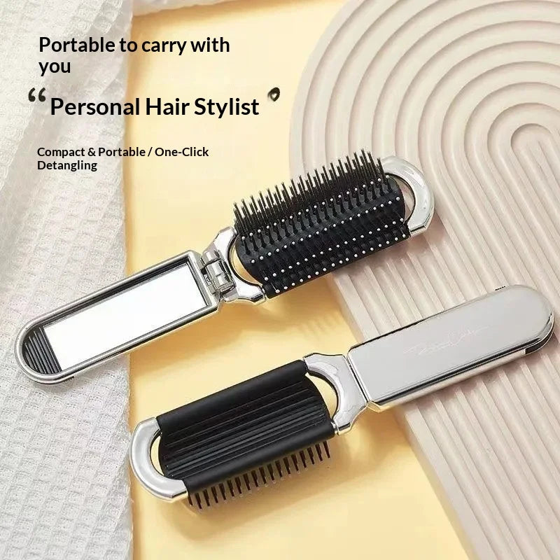 2026 Popular Portable Travel 2 in 1 Plastic Hair Comb Mirror Home Use