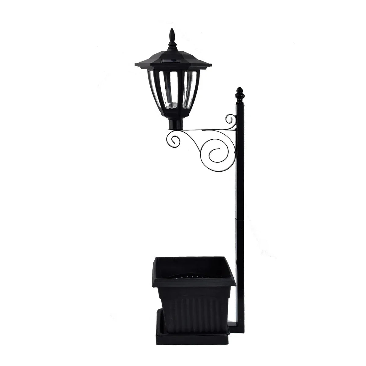 Solar Resin Flower Pot Iron Art Lamp Decorative Piece Outdoor Garden