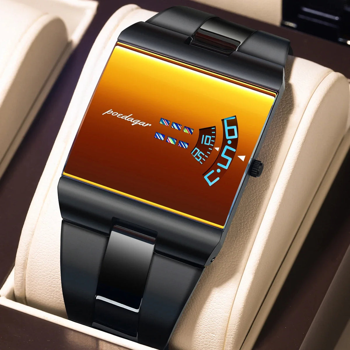 Poedagar 857 Men Quartz Wrist Watch Stylish Trendy Futuristic Unique Design 3ATM Waterproof Alloy Case Stainless Steel Band