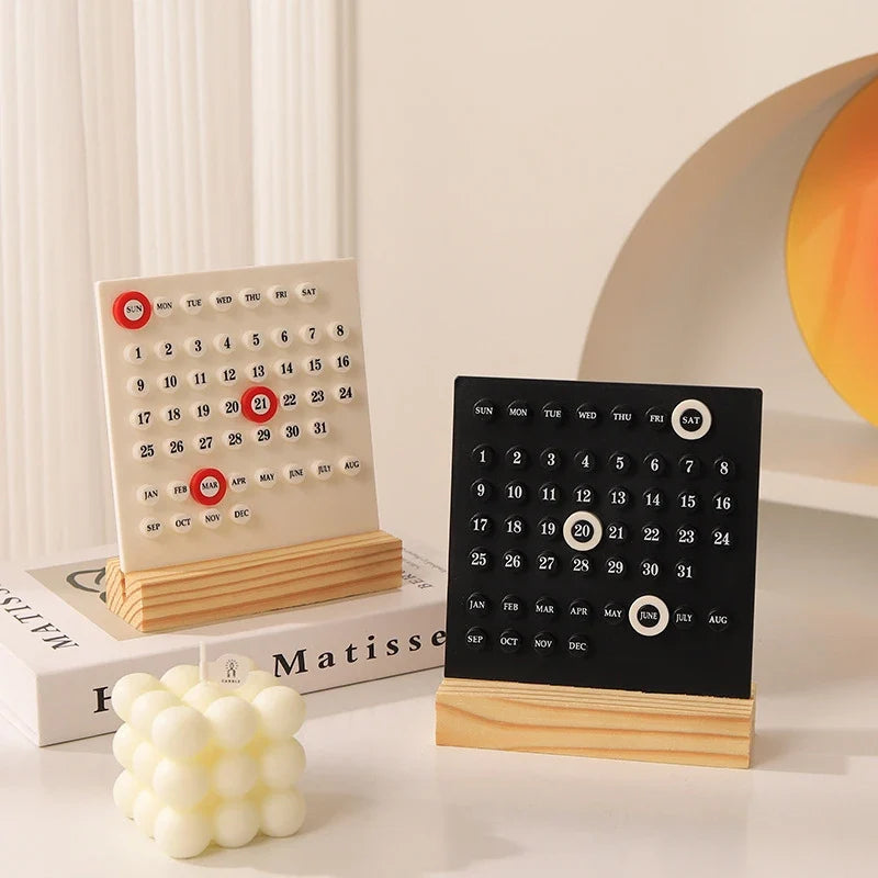 Premium Printing Custom Logo Square Wooden Plastic Desk Calendar