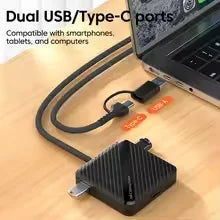 5-in-1 USB 3.0 & Type-C Card Reader Box – Multi-Port SD/TF Card Storage Manager