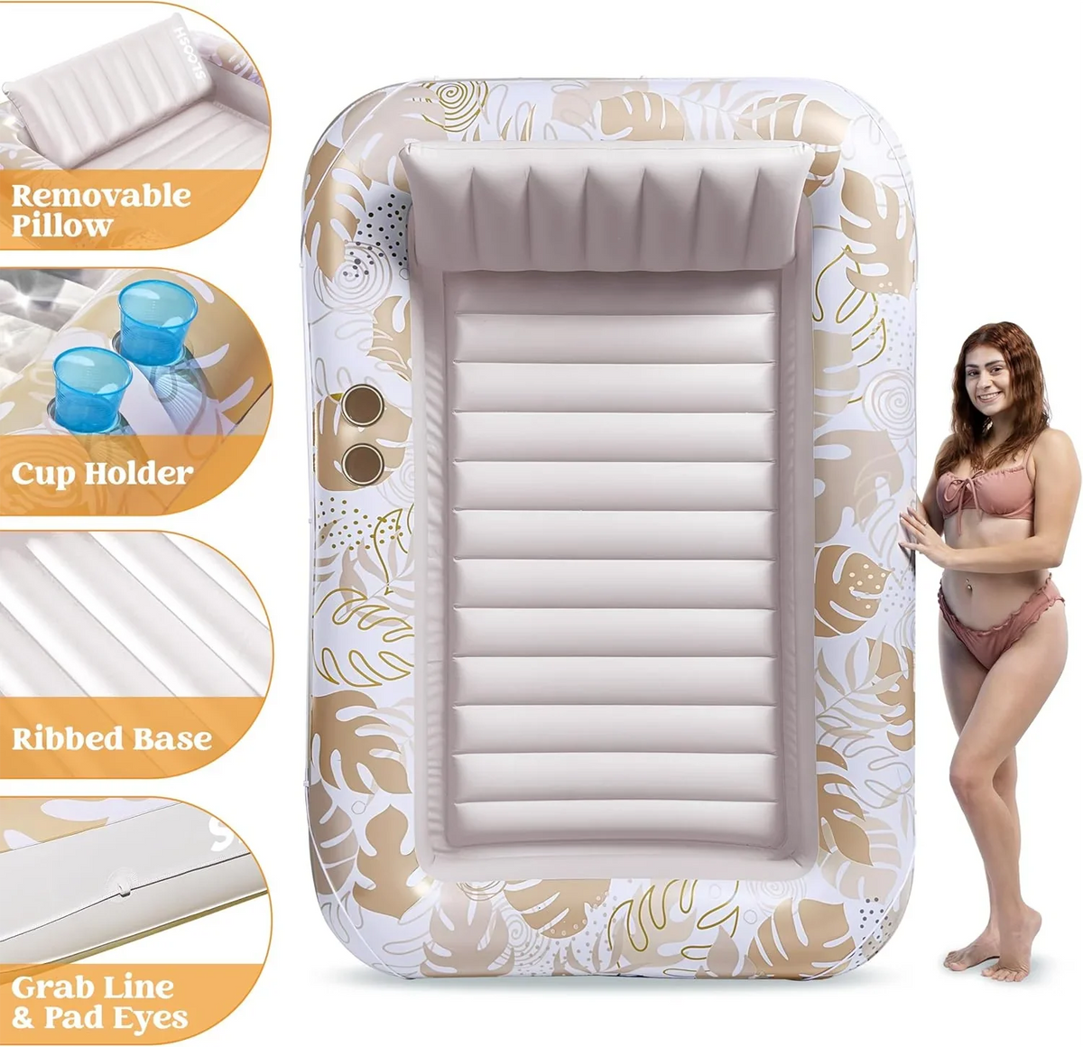 Adult PVC Inflatable Pool Lounger Float Comfortable Ride-on for
