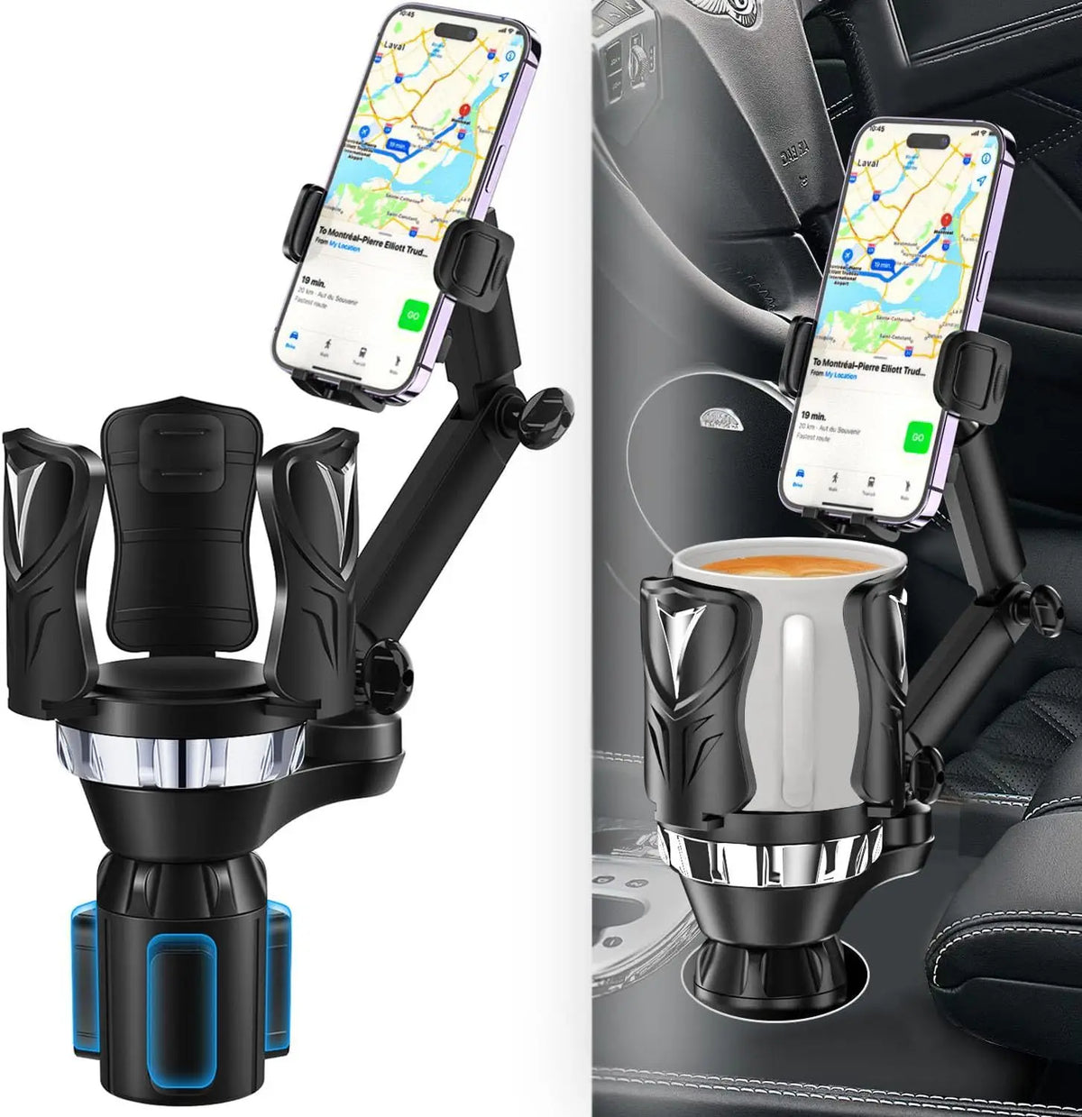 Car Cup Holder Phone Mount Extender - 2-in-1 Universal Phone Holder