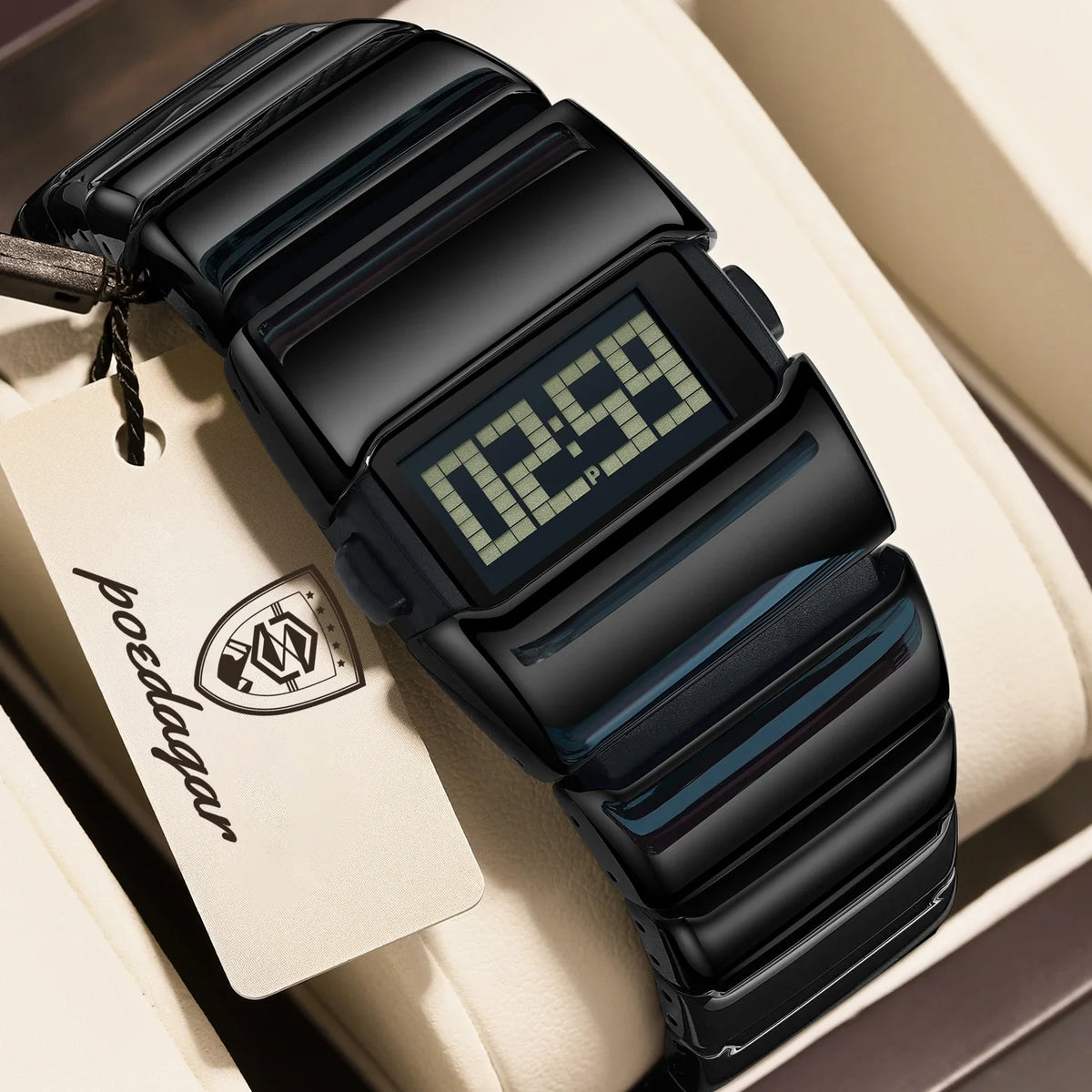 Poedagar E126 Creative LED Digital Watch Men Stainless Steel Strap