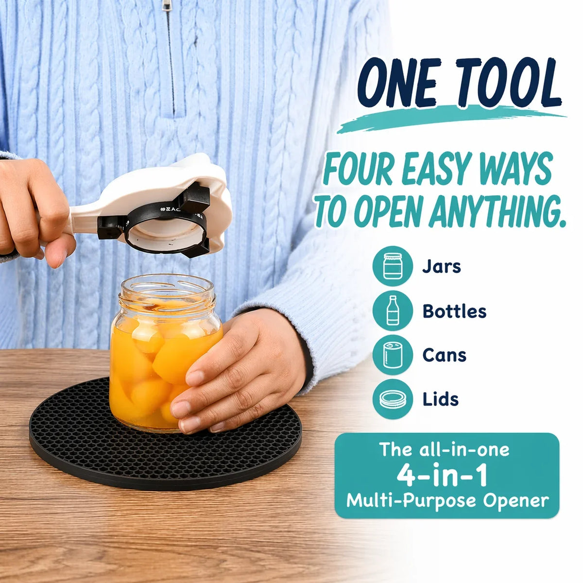 Multifunction Kitchen Tool ABS Jar Opener and Bottle Openers for
