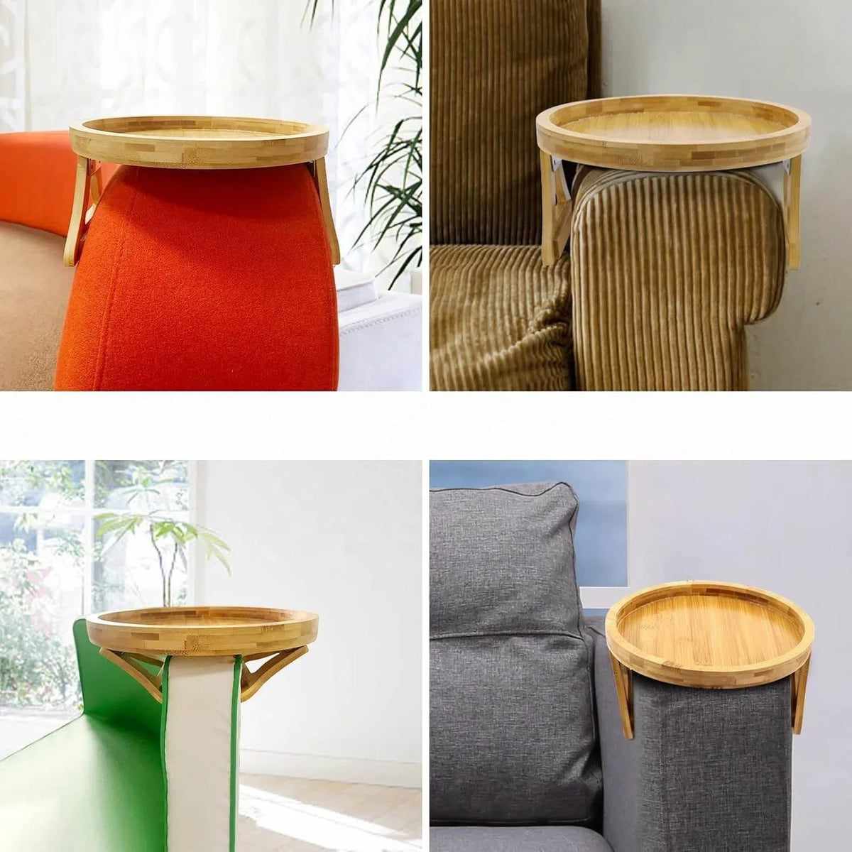 Factory Wholesale Bamboo Sofa Arm Rest Tray Couch Cup Holder Table