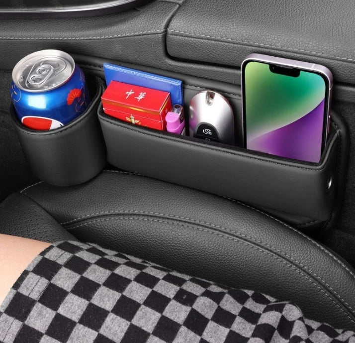 Multi-function Leather Storage Bag Car Seat Interior Accessories With Stitched Leather
