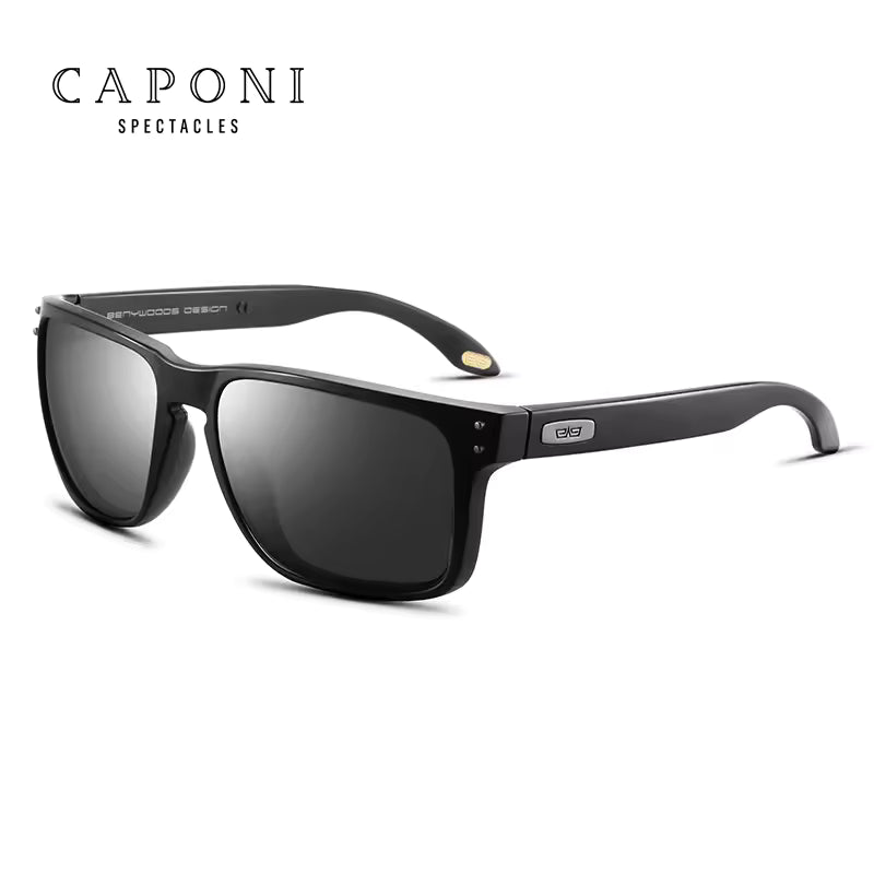 CAPONI PolarVision Sunglasses – Photochromic Square TR Frame Driving Shades