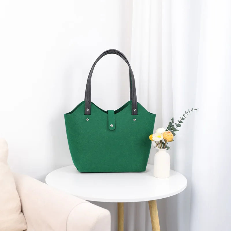 Large Capacity Felt Fabric Travel Shopping Bag Wool Woman