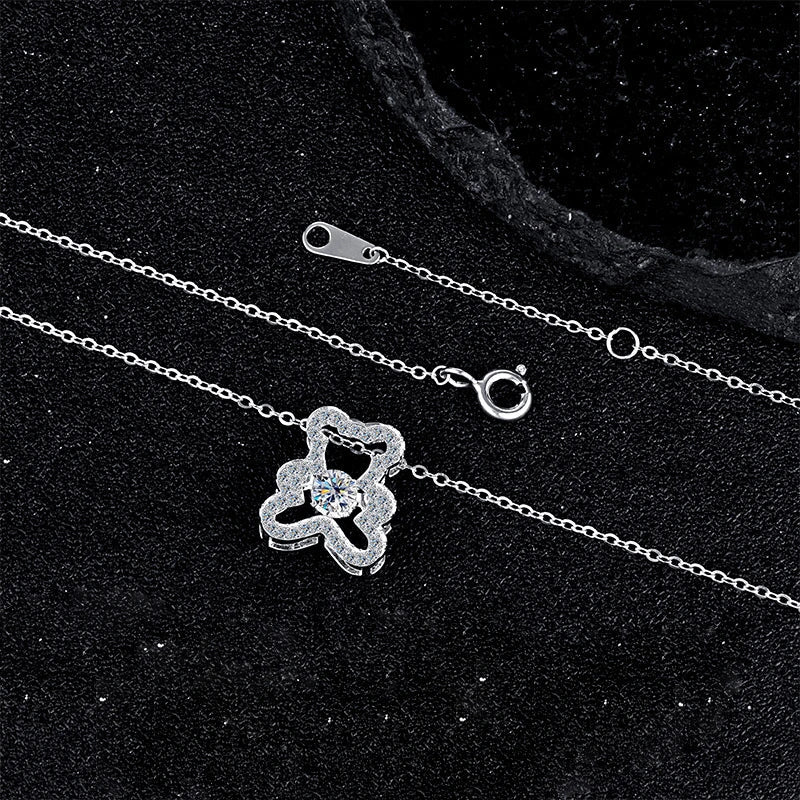 Silver Bear Moissanite Pendant Necklace