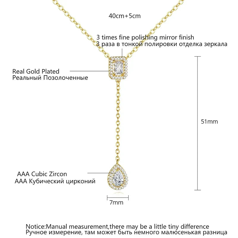 Elegant Droplet Pendant Necklace with Cubic Zirconia
