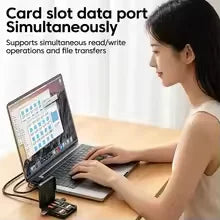 5-in-1 USB 3.0 & Type-C Card Reader Box – Multi-Port SD/TF Card Storage Manager