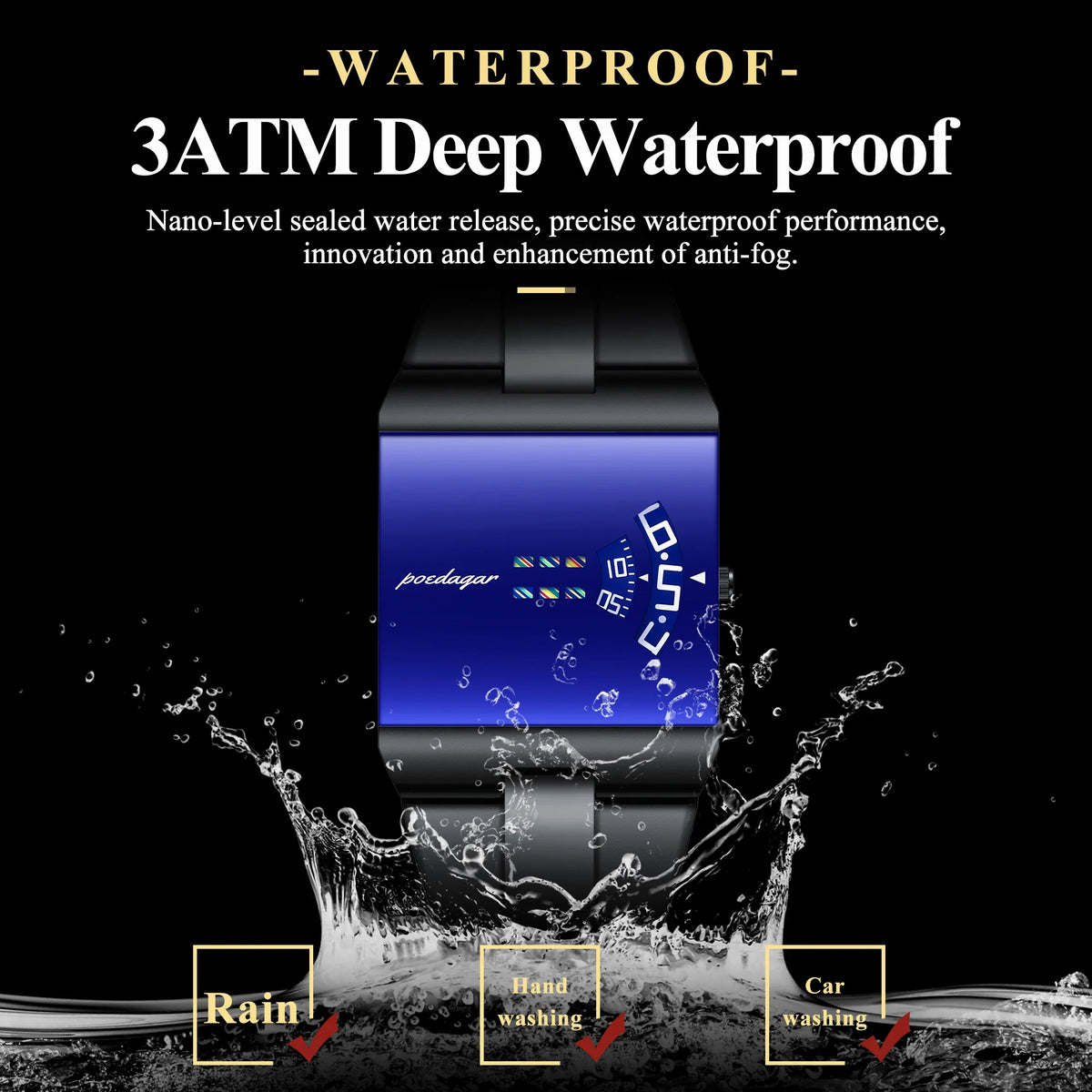 Poedagar 857 Men Quartz Wrist Watch Stylish Trendy Futuristic Unique Design 3ATM Waterproof Alloy Case Stainless Steel Band