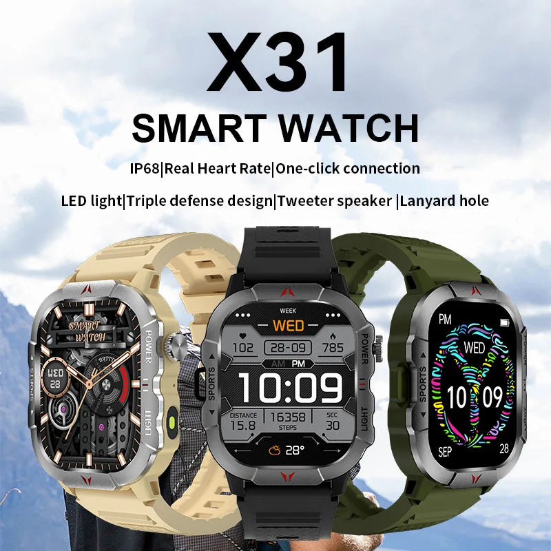 X31 New Smart LED Light Fitness Tracker Watch Square IPS Screen