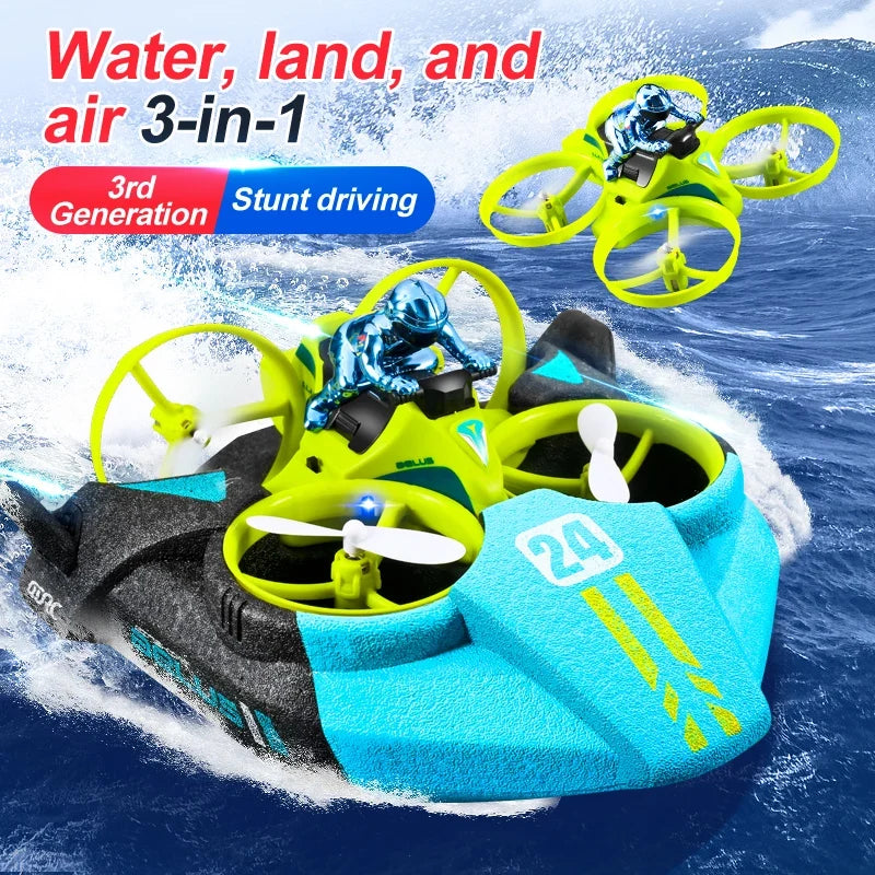 2 in 1 Mini RC Drone Quadcopter Remote Control RC Boat Ship Drone