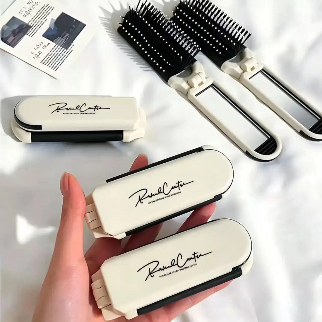 2026 Popular Portable Travel 2 in 1 Plastic Hair Comb Mirror Home Use