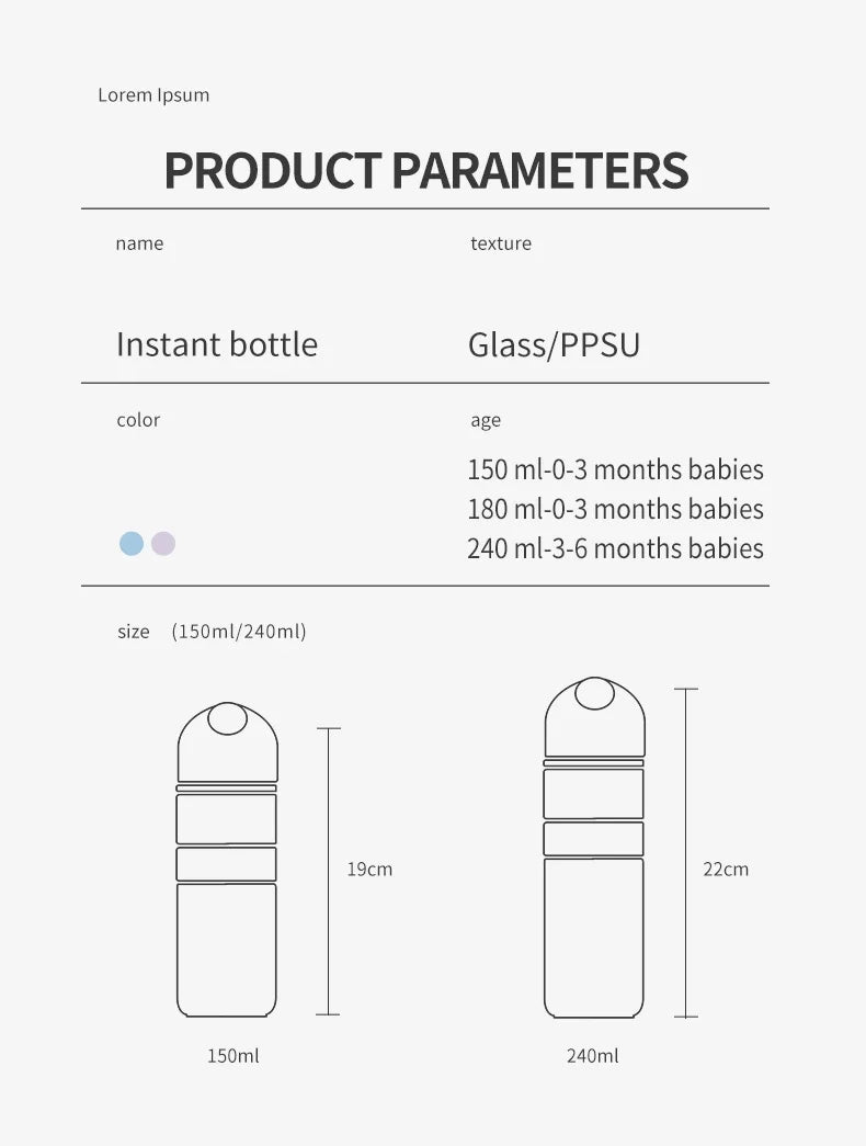 BPA-Free 240ml Glass Baby Feeding Bottle