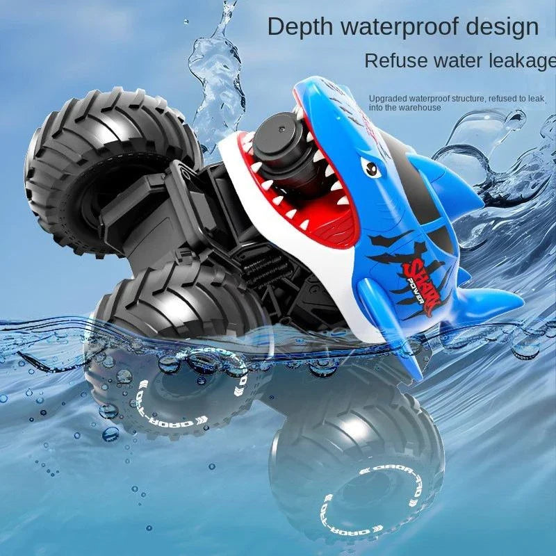 AiJH 2.4G Waterproof Remote Control Shark Car With Water Gun