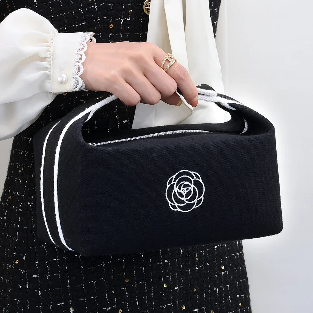 Luxury Cosmetic Bag Portable Durable Canvas Handheld Travel