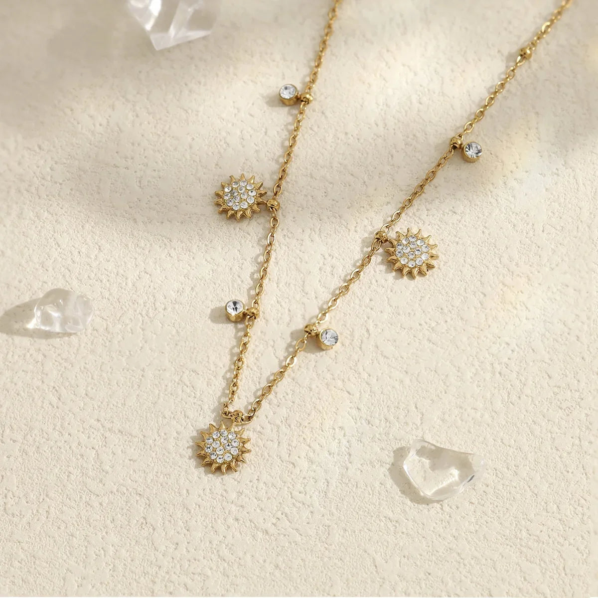 Stainless Steel Sunflower Pendant Necklace