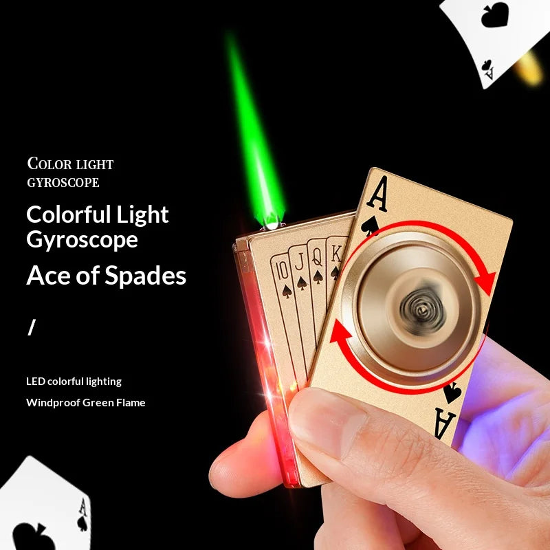 Rotatable Side Slide Poker Shaped Windproof Igniter Green
