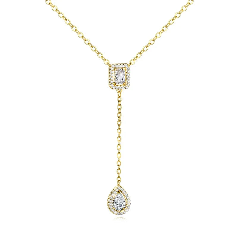 Elegant Droplet Pendant Necklace with Cubic Zirconia
