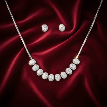 Vintage Zircon Gold Plated Necklace & Earring Set