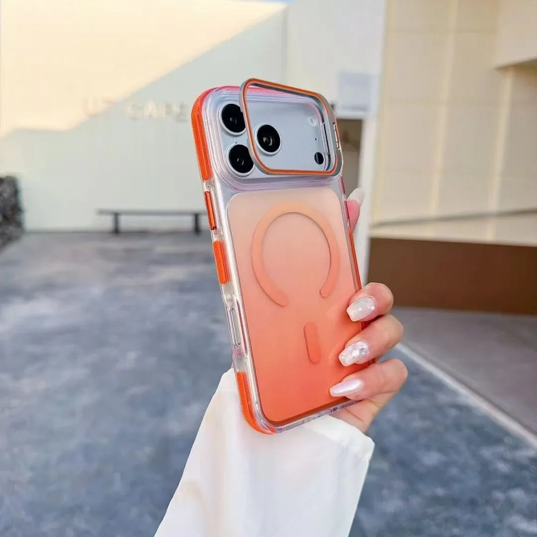 Invisible Lens Bracket Transparent Color Gradient PC TPU Shockproof Case