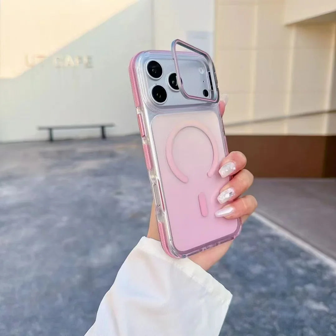 Invisible Lens Bracket Transparent Color Gradient PC TPU Shockproof Case
