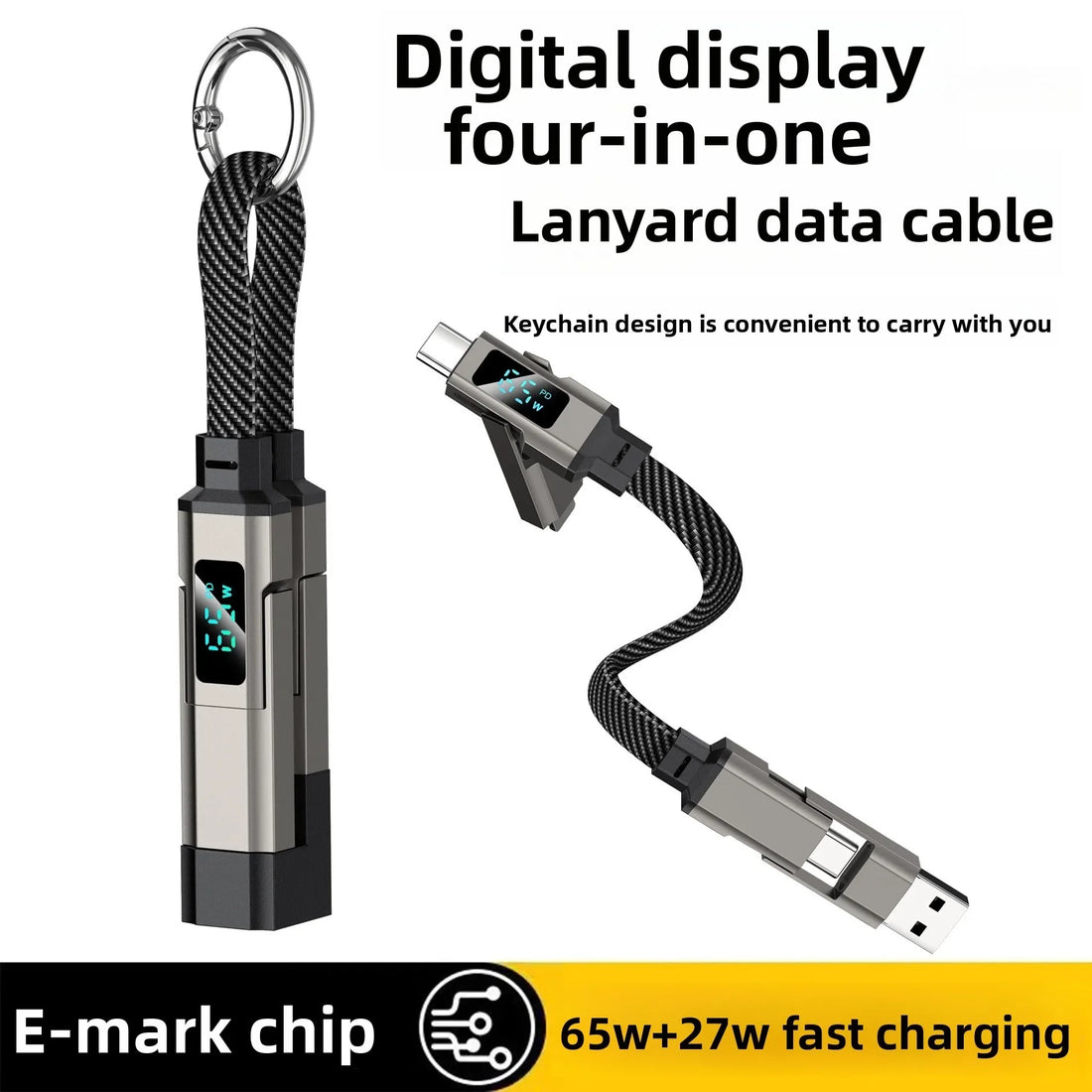 4 in 1 Nylon Braided Keychain Charging Cable