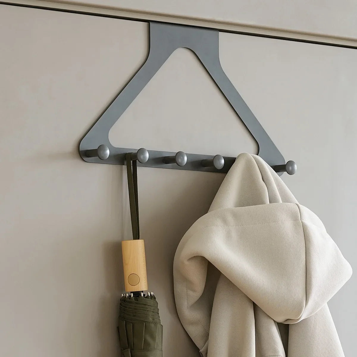 Foldable 6-Hook Non-Drilling Bathroom Rack