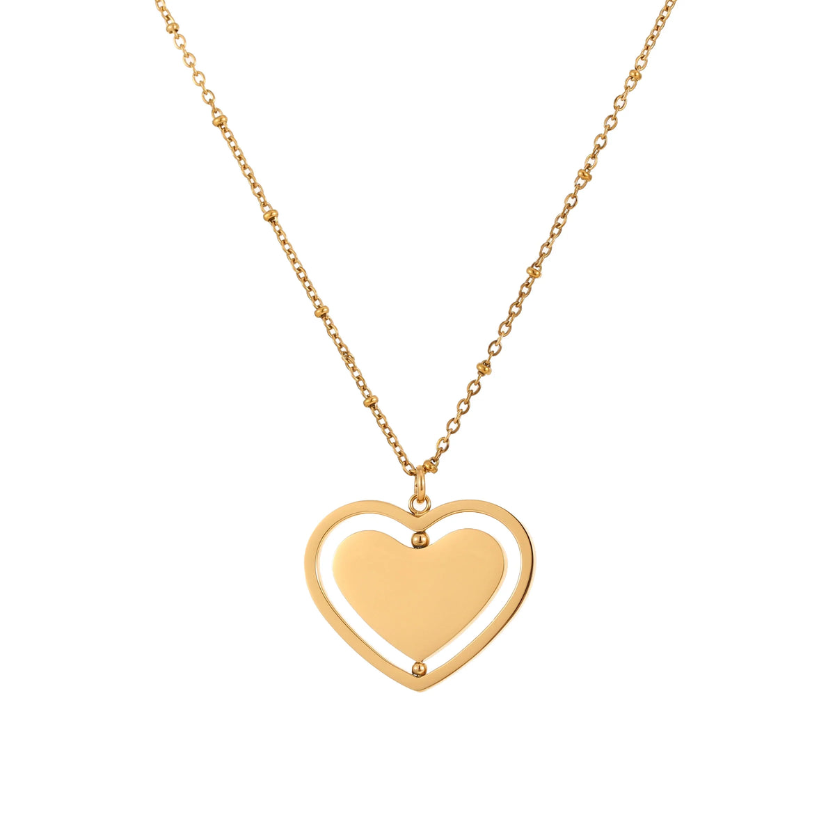 18K Gold Waterproof Heart Pendant Necklace for Women