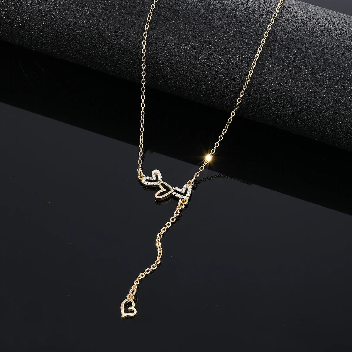 KISSWIFE Heart Zircon Tassel Necklace for Women