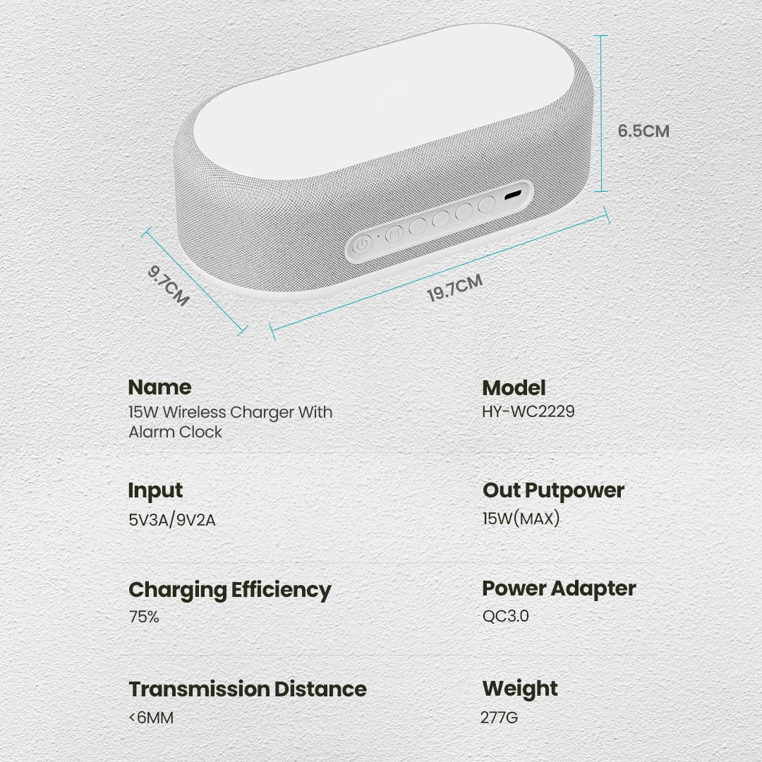 Portable Charger 5 In 1 Multifunction 15w Fast Charging Digital Universal Alarm Clock