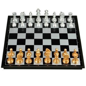 Waterproof 32 Gold Silver Chess Pieces Plastic Chess Board Magnetic