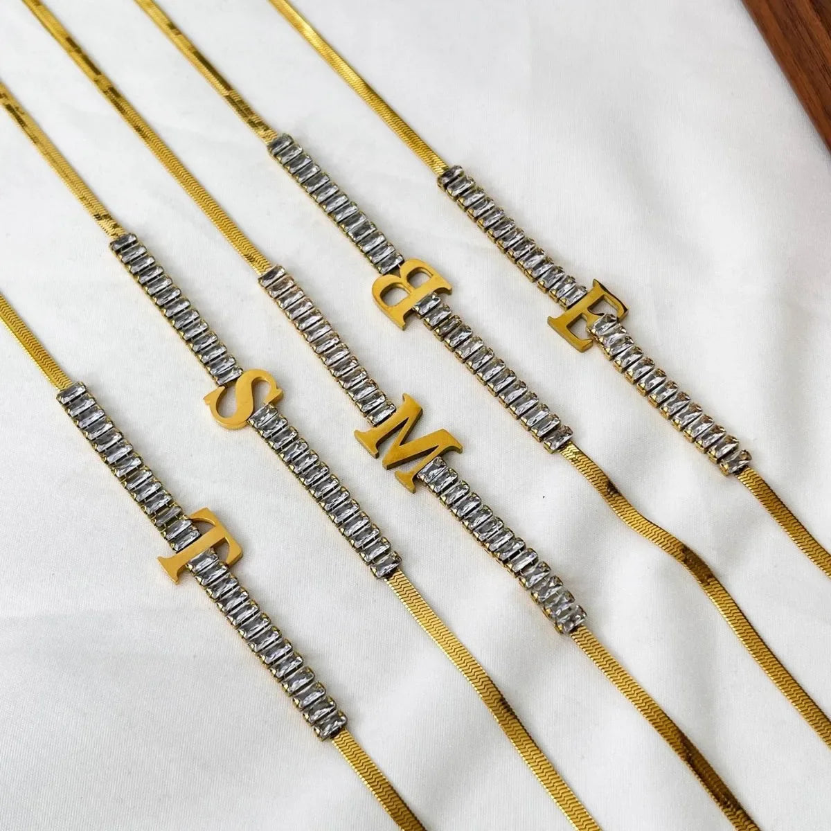 Luxury 18K Gold Plated Zircon Letter Chokers