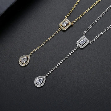Elegant Droplet Pendant Necklace with Cubic Zirconia
