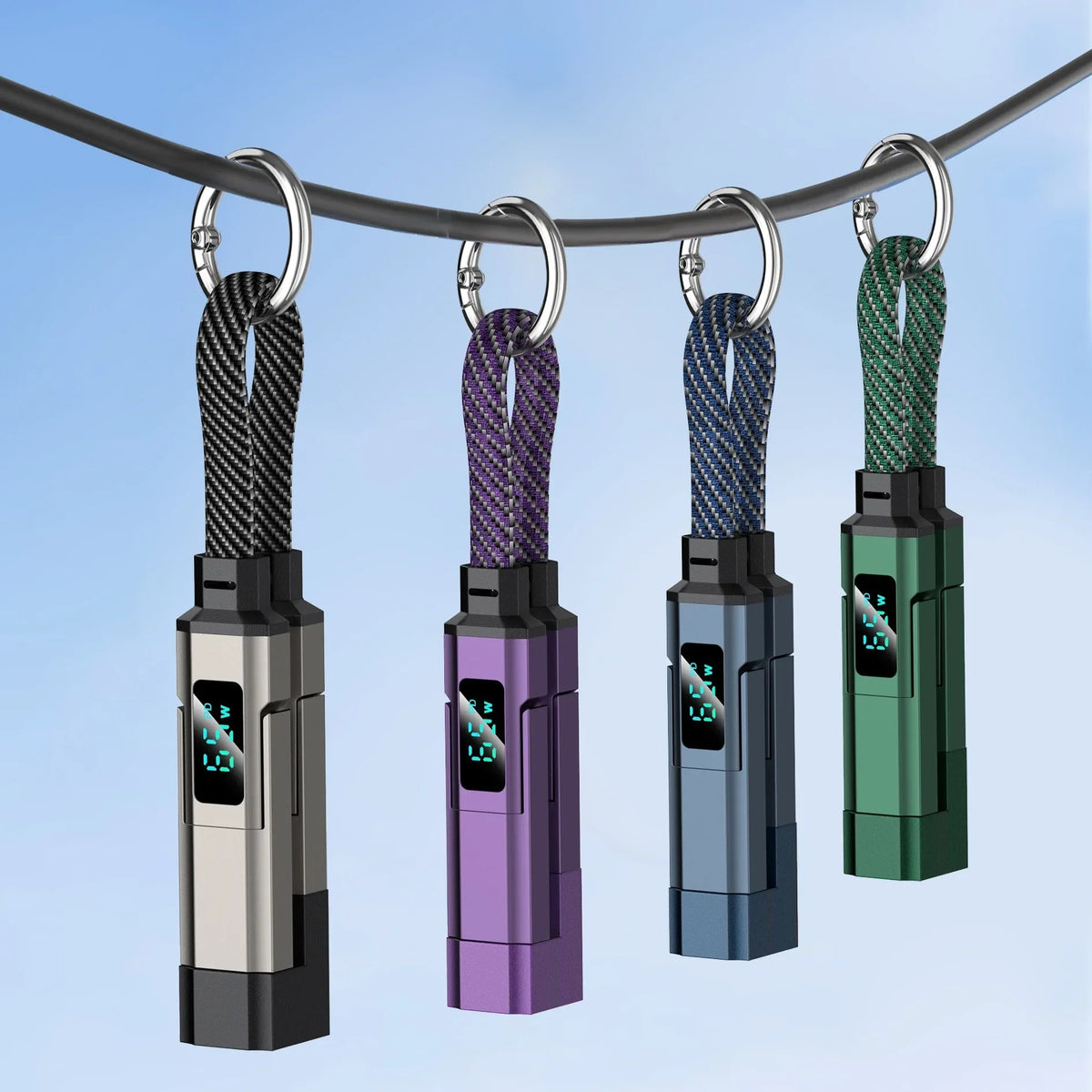 4 in 1 Nylon Braided Keychain Charging Cable
