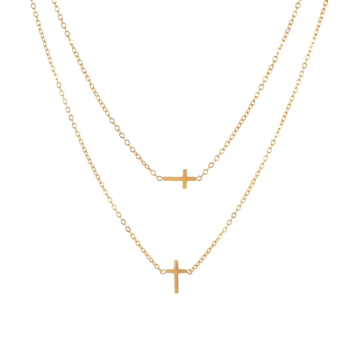 18K Gold Dainty Cross Pendant Necklace for Women