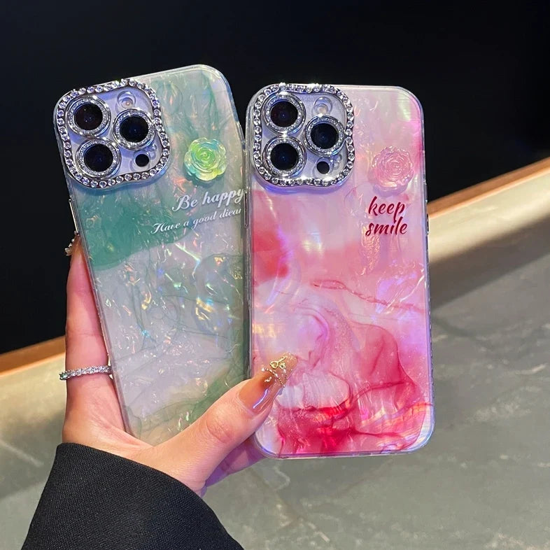 Luxury Diamond Marble Shell Soft TPU Case for iPhone