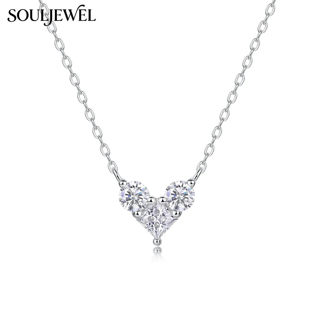 Silver Heart Moissanite Pendant Necklace