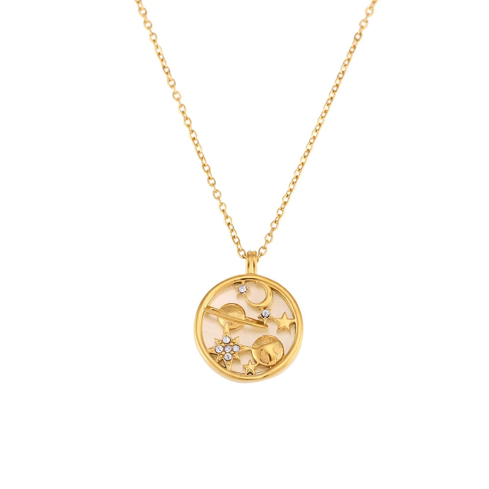 18K Gold Plated Moon & Stars Necklace