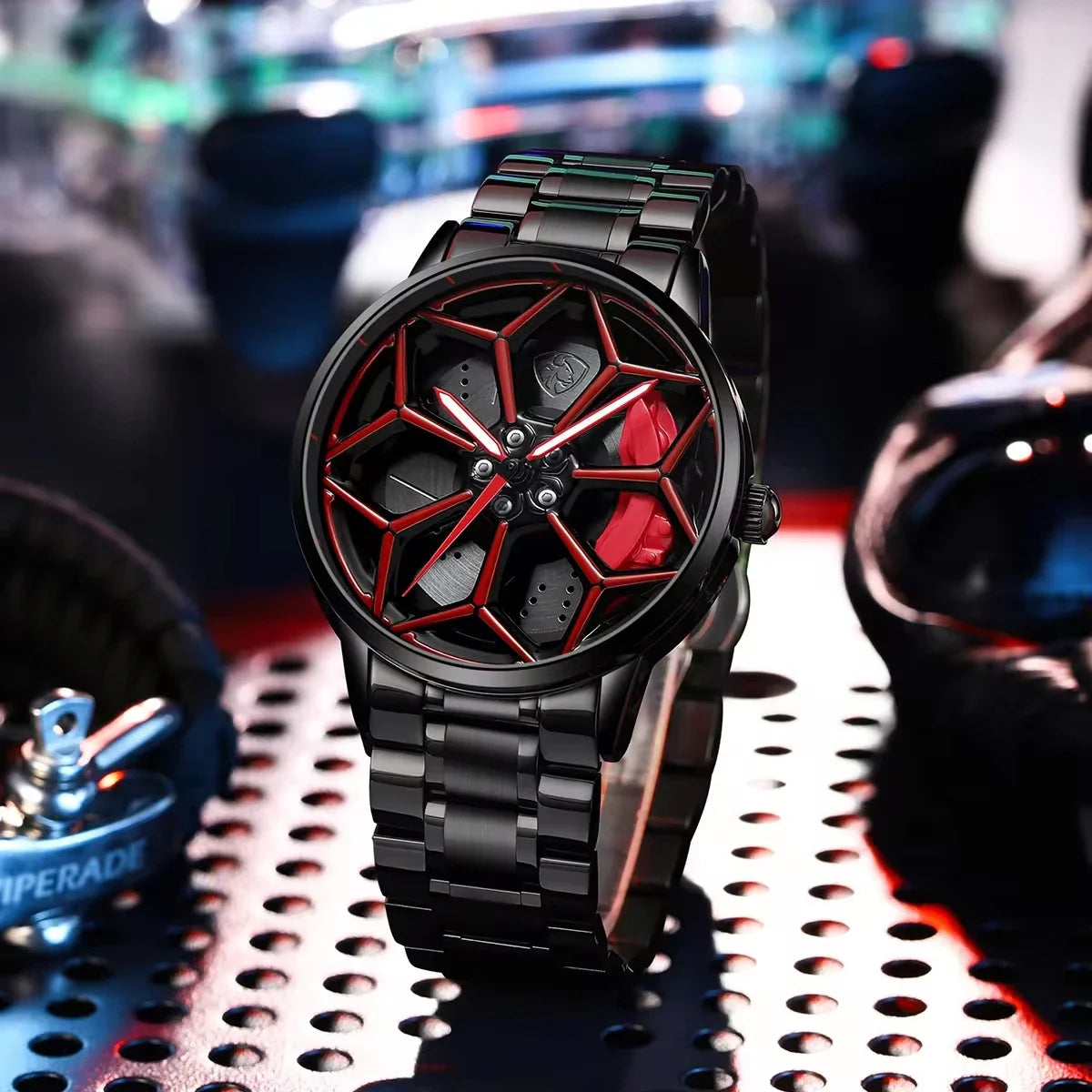 Original 3D Official Gyro Rim Watch High Quality Wholesale Wheel Watches Quartz Waterproof Wrist Car Wheel Watch Lambo URUS